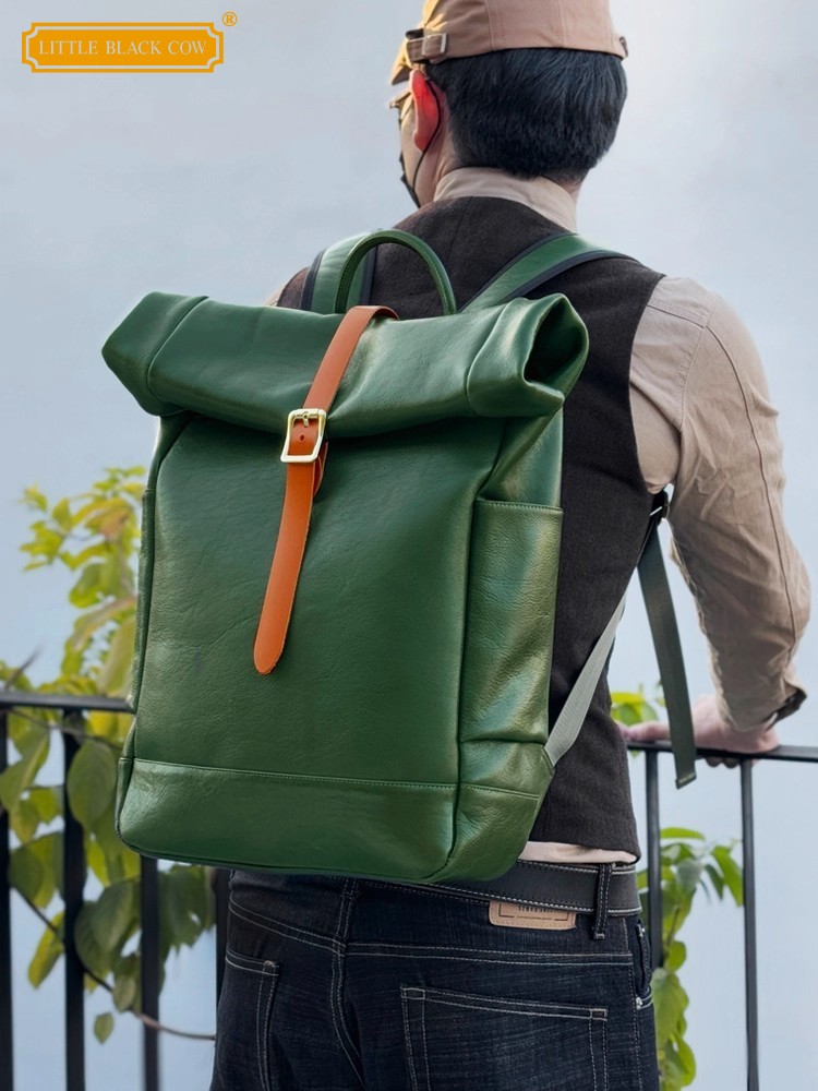 Genuine Leather Backpack - Großer Herren-Rucksack aus Echtem Leder Vintage