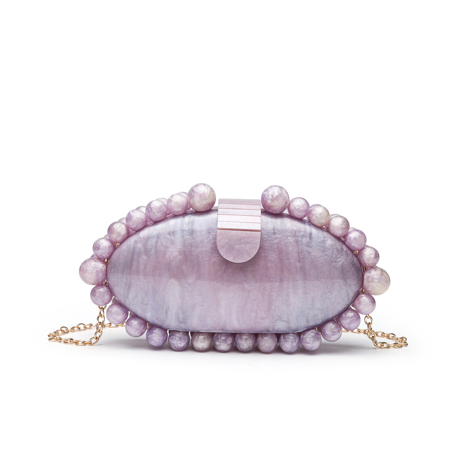 Luxury Bags Trend 2025 - Elegante Marmor-Acryl-Clutch, perlweiße Umhängetasche, Damen-Schulterhandtasche für