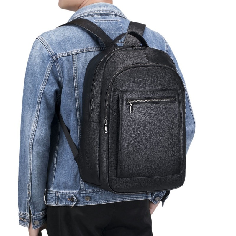 Genuine Leather Backpack - Doppelschultertasche aus Leder für Herren, Computertasche,