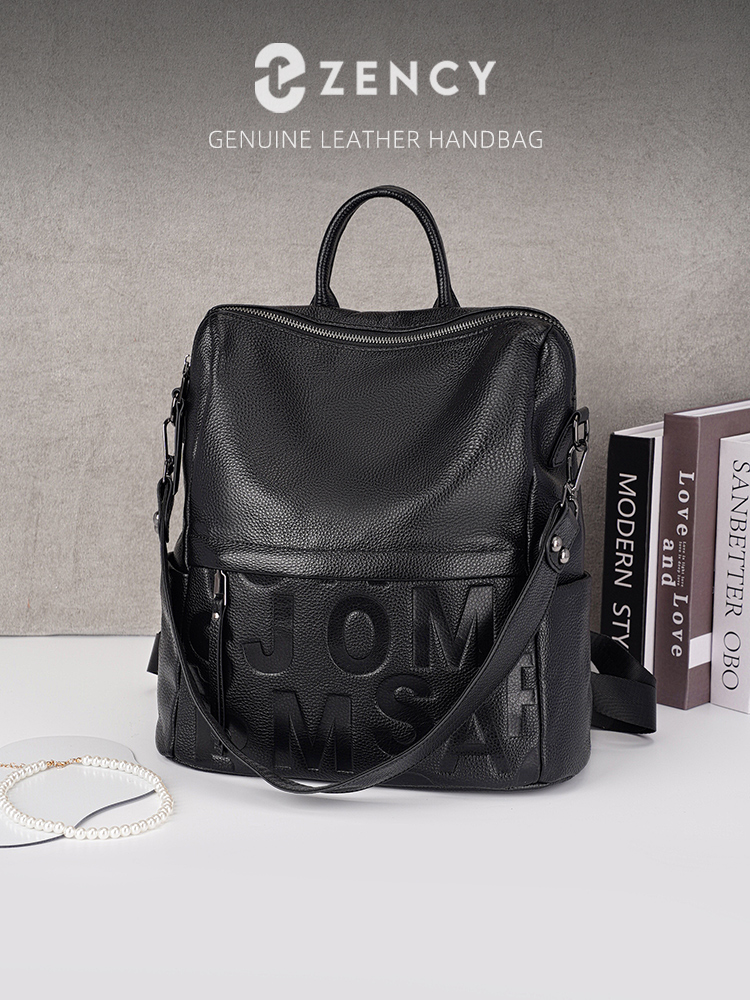 Genuine Leather Backpack - Zency Premium Echtleder-Rucksack mit mehreren Taschen,