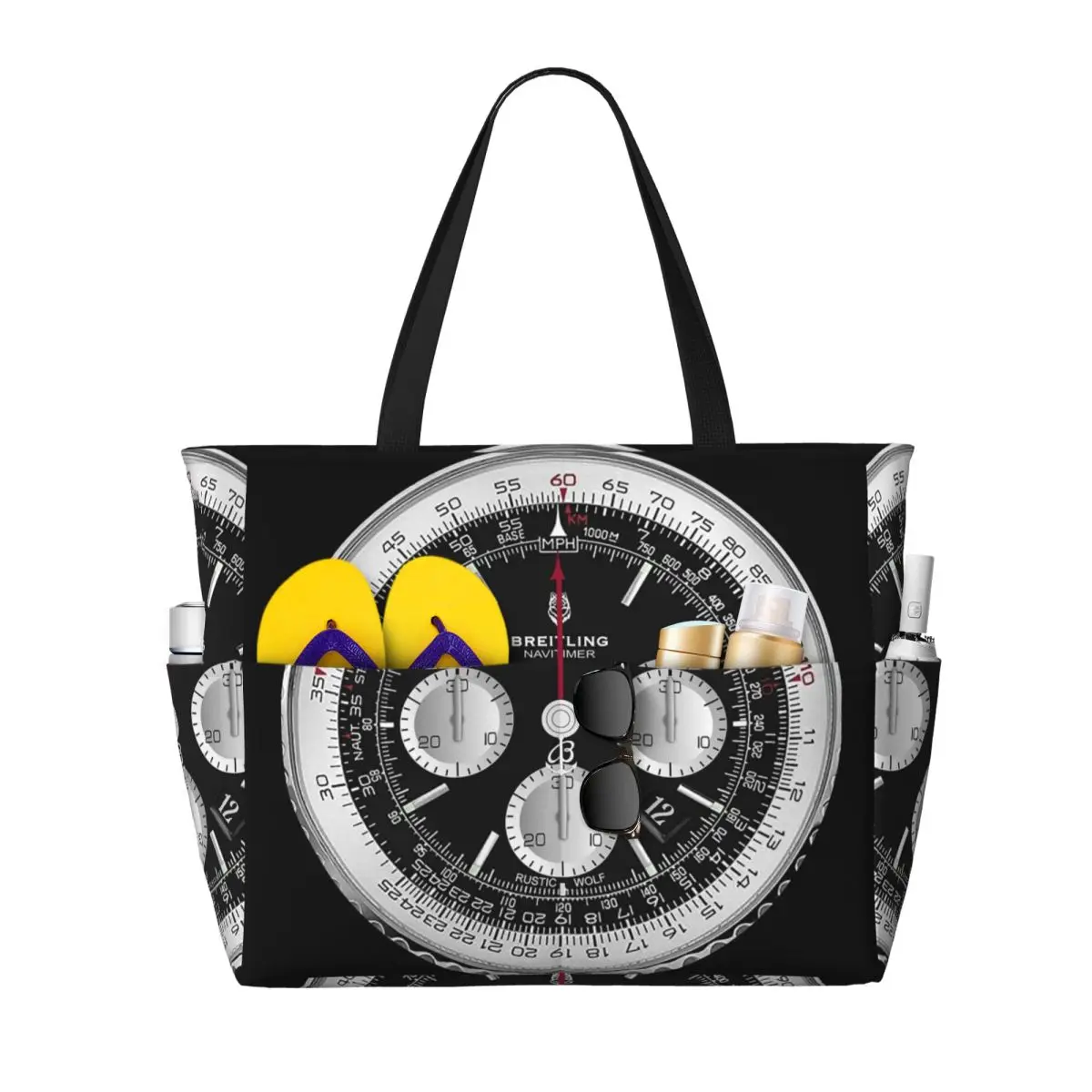 Luxury Yoga Bags - Schwarze Luxus-Uhrenzifferblatt-Strandtasche Sport Gym Yoga Duffle