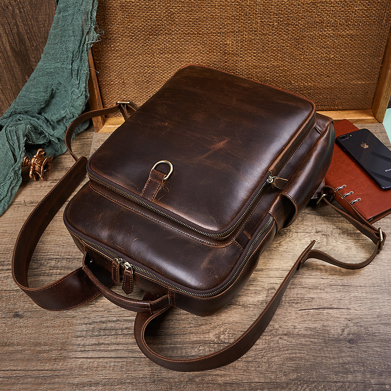 Herren-Laptop-Rucksack aus gew – Genuine Leather Backpack Bewertung und Preis